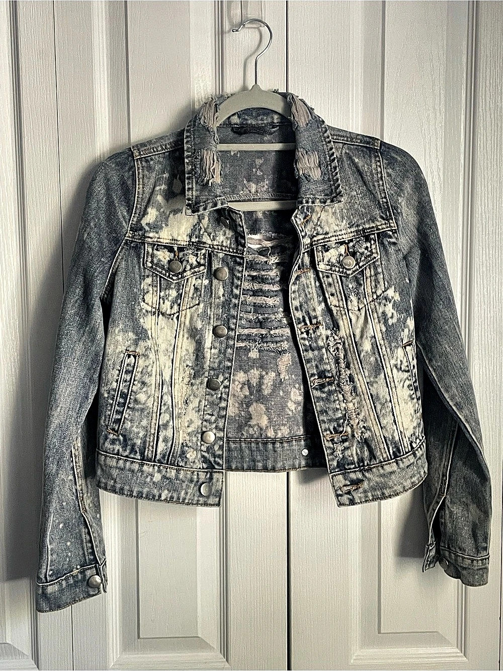 Distressed/Destroyed Denim Jacket Blue Size 32/XS